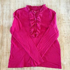 Loft Women's Ruffle Front Long-Sleeve Top - Pink
